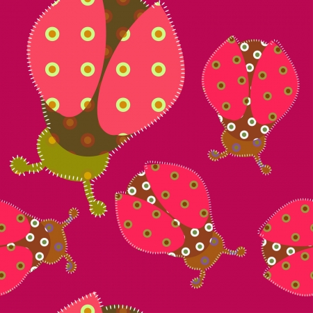 patchwork stylized ladybird in seamless ornamentのイラスト素材