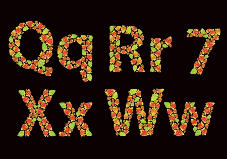 decorative alphabet made from strawberriesのイラスト素材