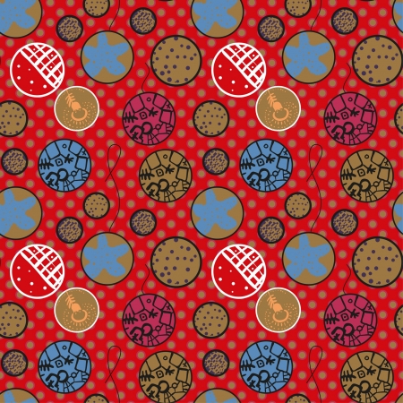 seamless red New Year ornamentのイラスト素材