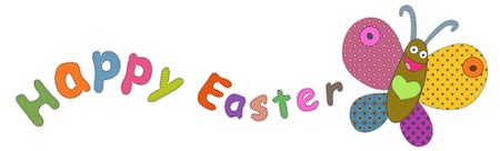 cheerful butterfly with horisontal Easter greetingのイラスト素材