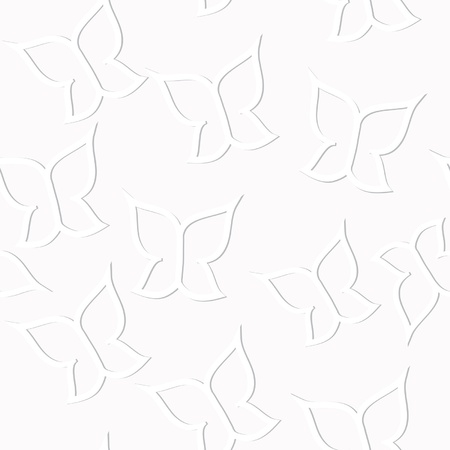 decorative seamless ornament with white papercut butterfliesのイラスト素材