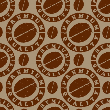 seamless pattern with coffee beans and quality stampsのイラスト素材