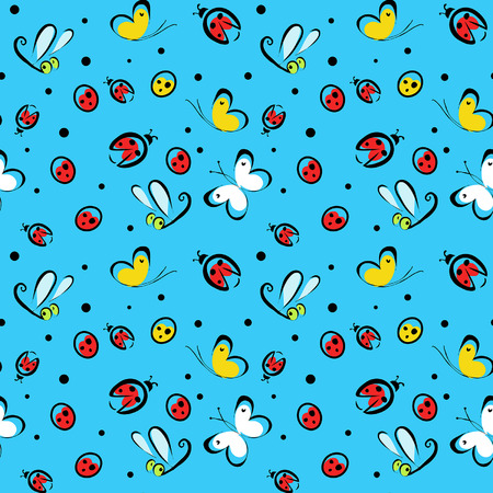 seamless pattern with insectsのイラスト素材