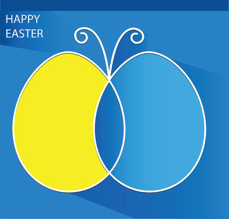 decorative Easter background with eggs and butterflyのイラスト素材