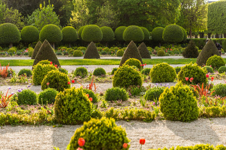 Gardens in the Formal Garden of Madrid, Spain.の写真素材