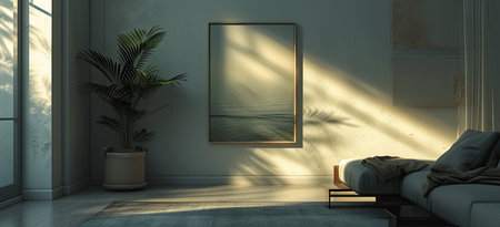Elegant simplicity stylish furniture and decor in harmonious balance. Generated A.I.の素材