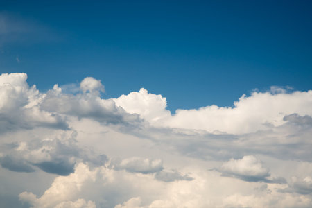 the white clouds in the blue sky