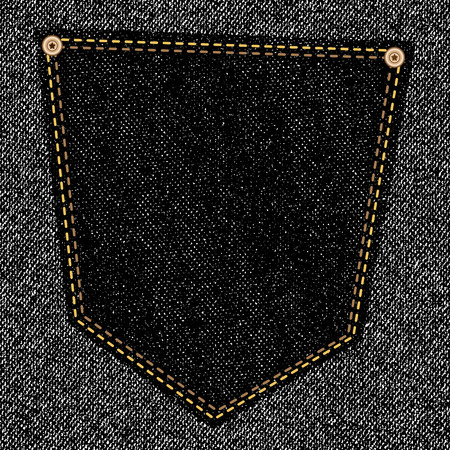 Back pocket of black jeans close-up as background. のイラスト素材