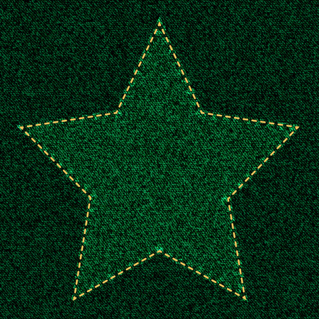 Star of green denim material closeup as background. のイラスト素材