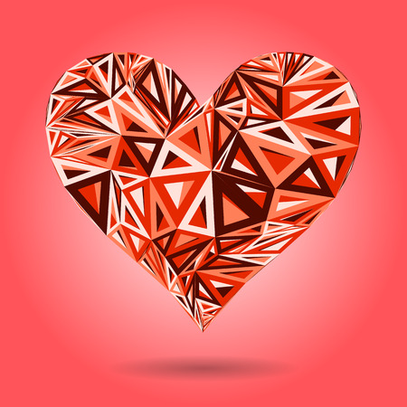 Abstract vector triangular heart on pink backgroundのイラスト素材