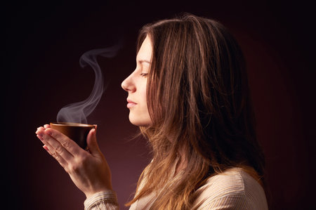 beautyful girl with cup of coffee