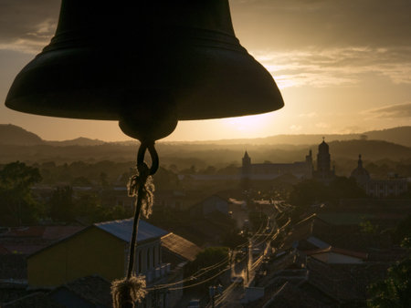 Sunset in the belfry with Granada at the Background, Nicaragua