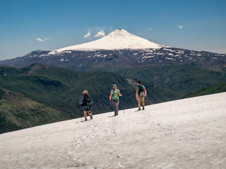 Hiking to the Vulkan Quetrupillan, Pucon, Chileの写真素材
