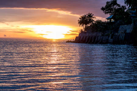 Sunset in Sengiggi, Lombok, Indonesiaの写真素材