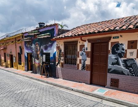 Colorful graffiti painted on a wall in Bogota, Colombiaのeditorial素材