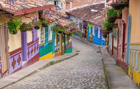 Guatape, Colombia. Typically colourful buildings in Guatape Colombiaのeditorial素材