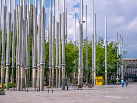 Parque de las Luces (Park of the Lights) on Cisneros Square in Medellin, Colombia