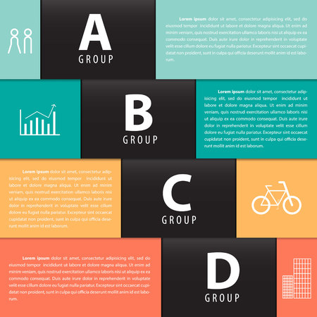 Modern business style options banner. Vector illustration. Presentation group template editable at your choosing with your words. Business Concept with icon.のイラスト素材