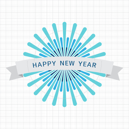 New Year Labels and Badges Vector Design. Set of Decorations elements, Ornaments and Ribbons.のイラスト素材