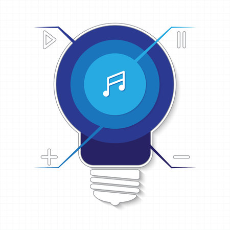 Light bulb color info graphic, audio concept. Vector illustration.のイラスト素材