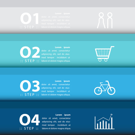 Color square info graphic template diagram banner with symbol, text, number. Business concept sequence vector.のイラスト素材