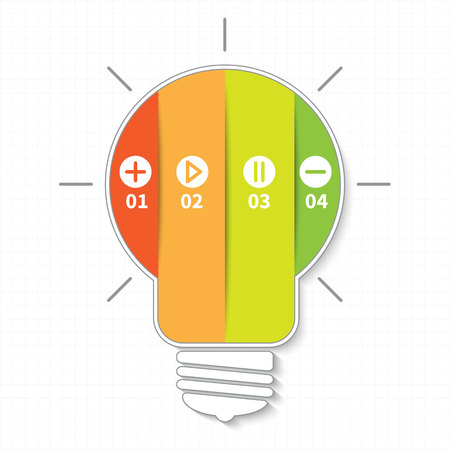 Light bulb color info graphic, audio concept. Vector illustration.のイラスト素材