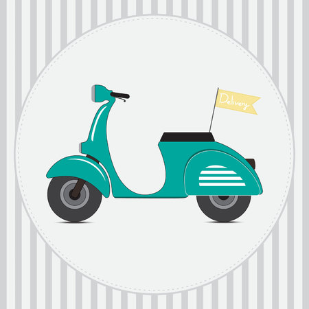 Delivery scooter trendy background flat design in cartoon style. Vector illustration.のイラスト素材