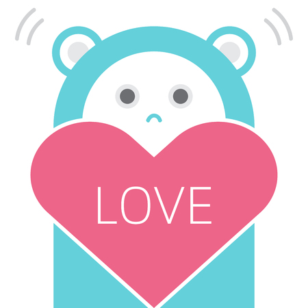 Cute Bear holding a heart with text.のイラスト素材