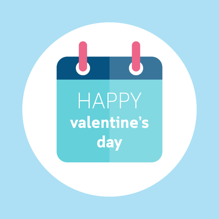 Calendar flat icon of Valentine's Day. Vector illustration.のイラスト素材