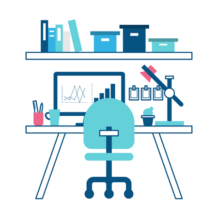 Flat design workspace concept. Vector illustration.のイラスト素材