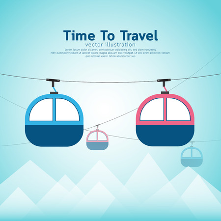 Cableway on mountain landscape. Vector illustration.のイラスト素材