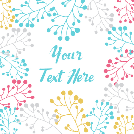 Floral background in doodle style natural invitation.のイラスト素材