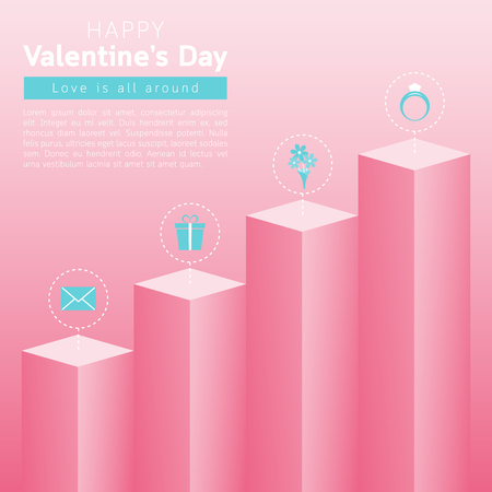 Happy valentine's day steps vector illustration.のイラスト素材