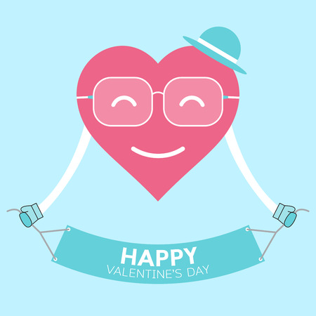 Heart with ribbon Valentines day vector illustration.のイラスト素材
