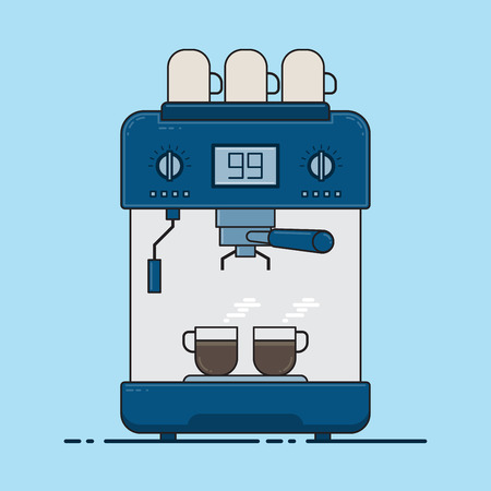 Coffee machine with hot coffee cup. Vector illustration.のイラスト素材