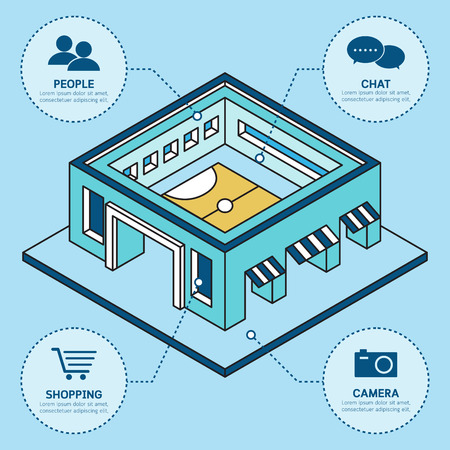 Simple sport building infographic template. Isometric concept vector illustration.のイラスト素材