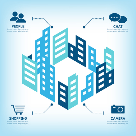 Simple building infographic template. Isometric concept vector illustration.のイラスト素材