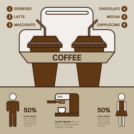 Coffee infographic set. Vector illustration.のイラスト素材