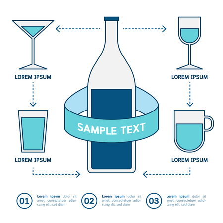 Drink glasses icons infographic on white background.のイラスト素材