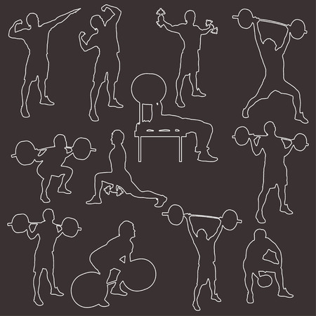 stroke silhouettes  of athletesのイラスト素材