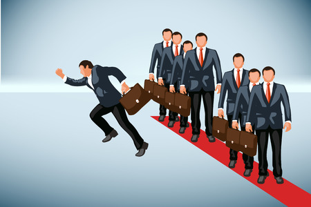 illustration of business situation with standing and running peopleのイラスト素材
