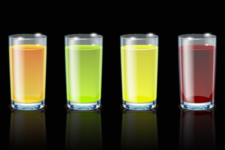 set of full glasses of different juiceのイラスト素材