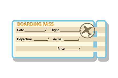 illustration of airplane ticket with shadow islated on white backgroundのイラスト素材