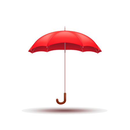 red umbrella with brown handle on whiteのイラスト素材