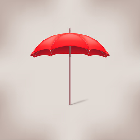 illustration of standing red umbrella with soft shadowのイラスト素材