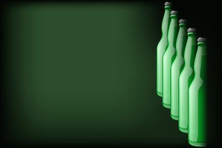 illustration of line of green beer bottles inthe darknessのイラスト素材