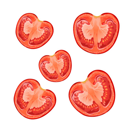 illustration of few slice of tomatoes on white backgroundのイラスト素材
