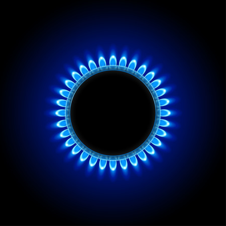 illustration of burner ring with blue flame on black backgroundのイラスト素材