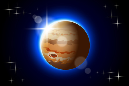 illustration of Jupiter one planet of solar system with shineのイラスト素材
