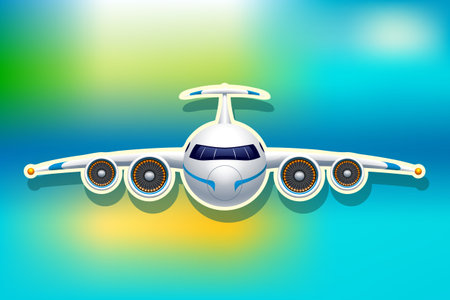 illustration of airplane stroked on colorful background